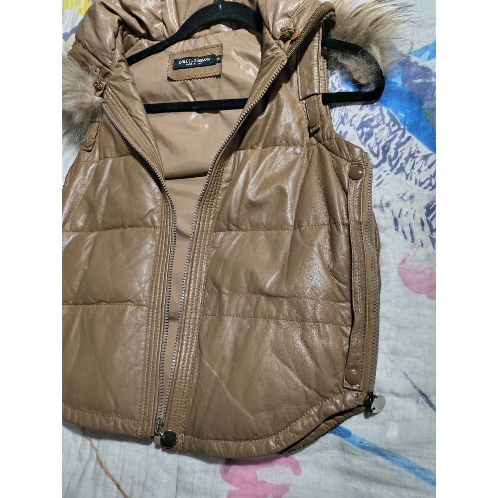 Dolce And Gabbana Down & Feather Filled Shearling Fur Puffy Vest - Picture 4 of 9